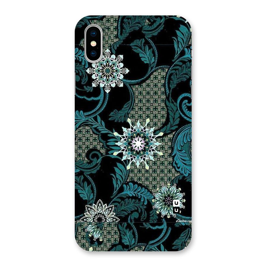 Bottle Green Floral Back Case for iPhone X