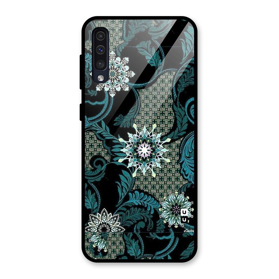 Bottle Green Floral Glass Back Case for Galaxy A50