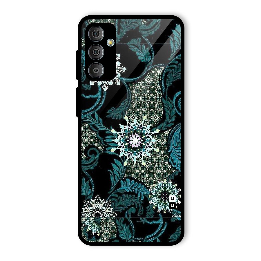Bottle Green Floral Glass Back Case for Galaxy F23