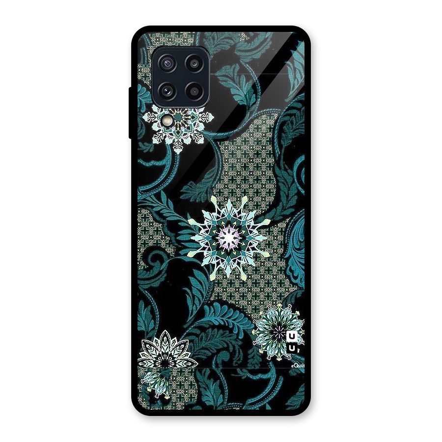 Bottle Green Floral Glass Back Case for Galaxy M32