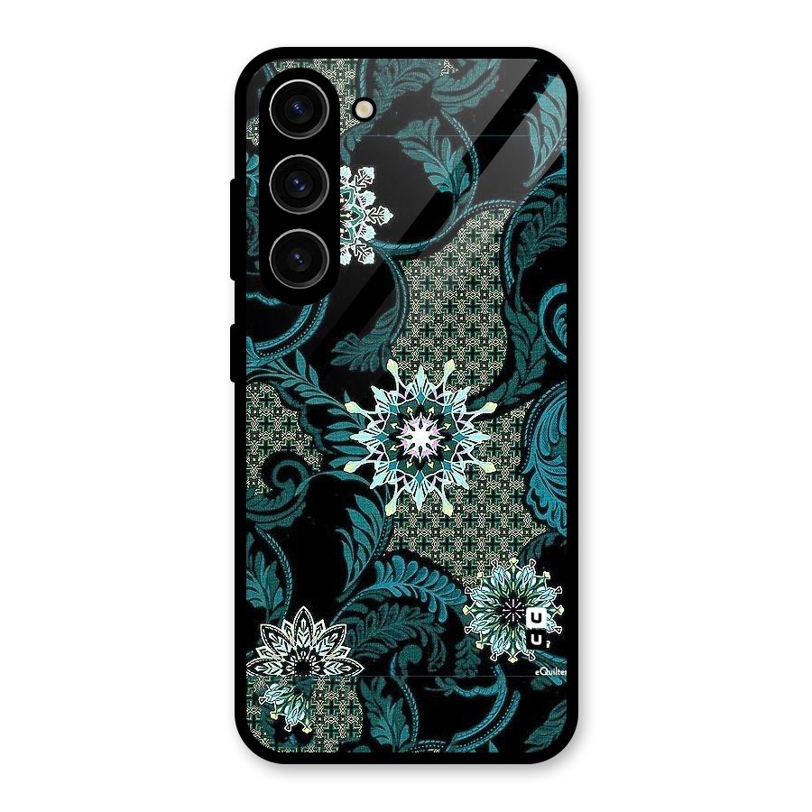 Bottle Green Floral Glass Back Case for Galaxy S23