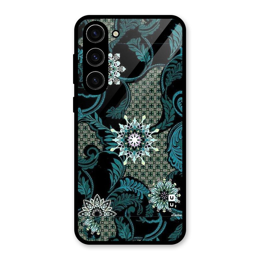 Bottle Green Floral Glass Back Case for Galaxy S23 Plus