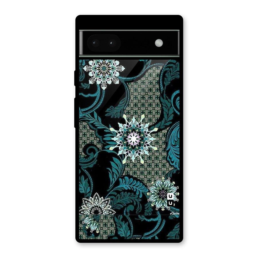 Bottle Green Floral Glass Back Case for Google Pixel 6a