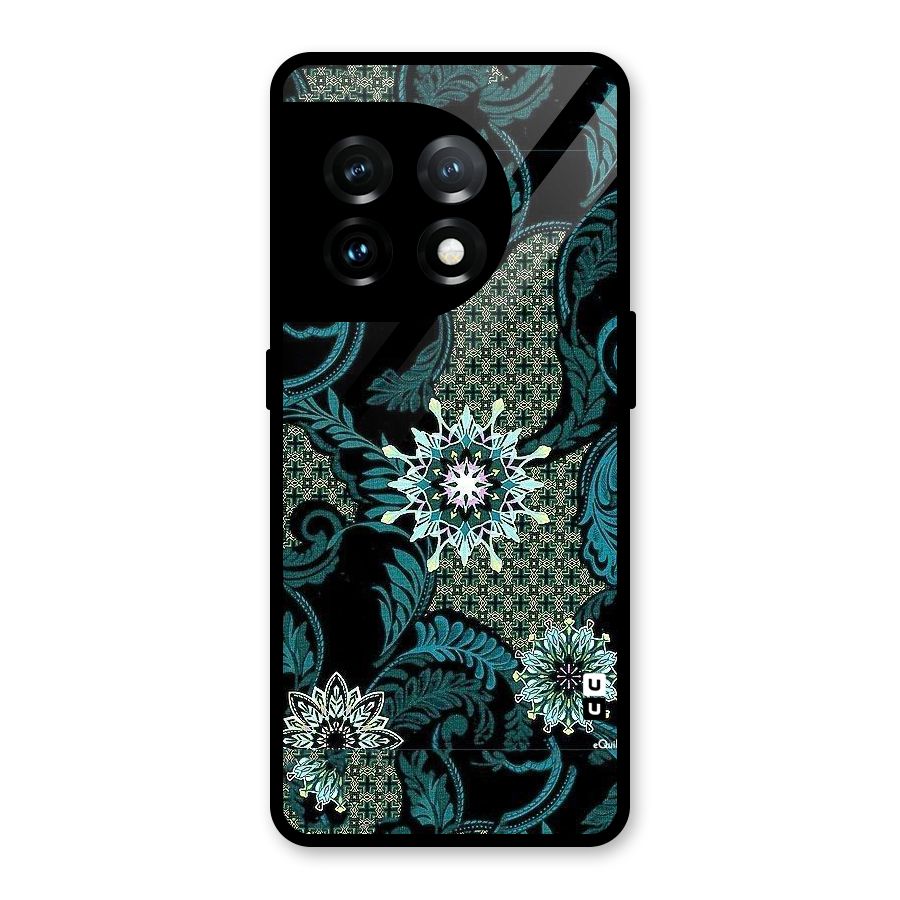Bottle Green Floral Glass Back Case for OnePlus 11