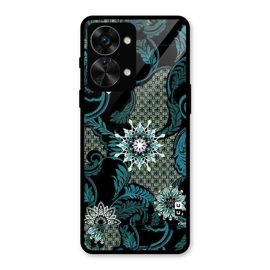 Bottle Green Floral Glass Back Case for OnePlus Nord 2T