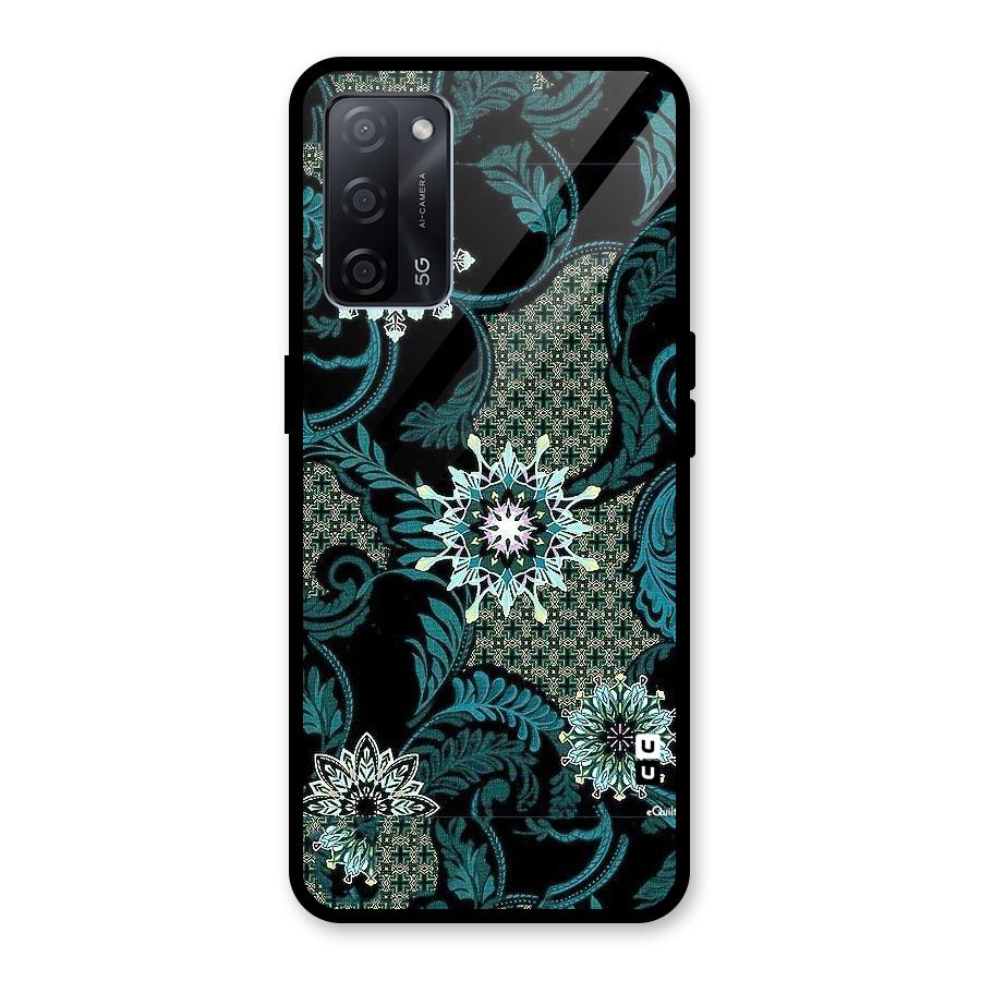 Bottle Green Floral Glass Back Case for Oppo A53s 5G