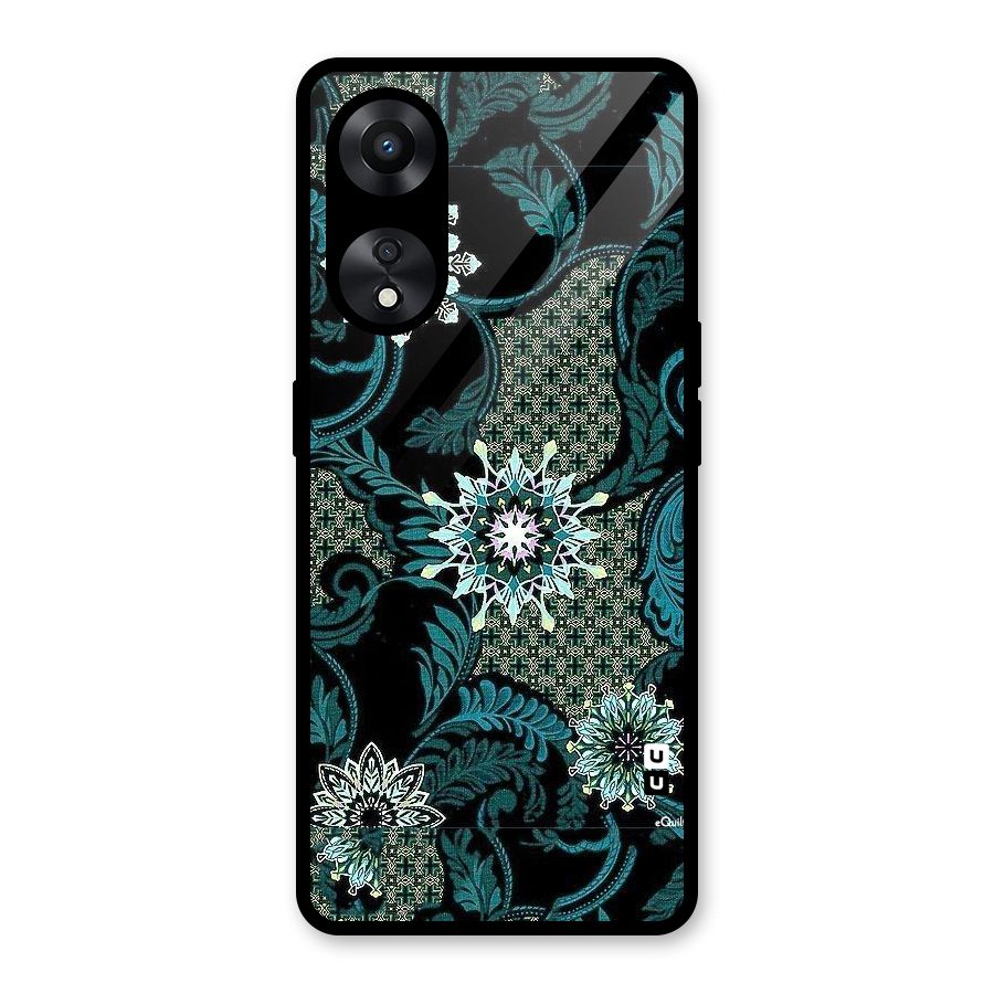Bottle Green Floral Glass Back Case for Oppo A78