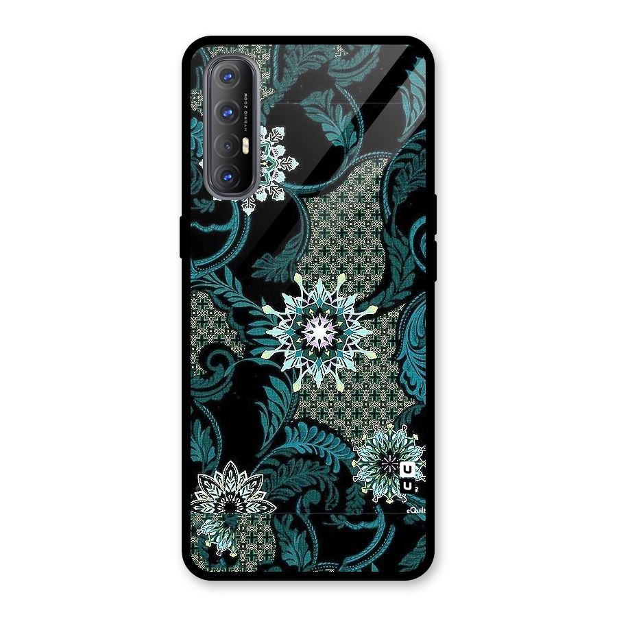 Bottle Green Floral Glass Back Case for Oppo Reno3 Pro
