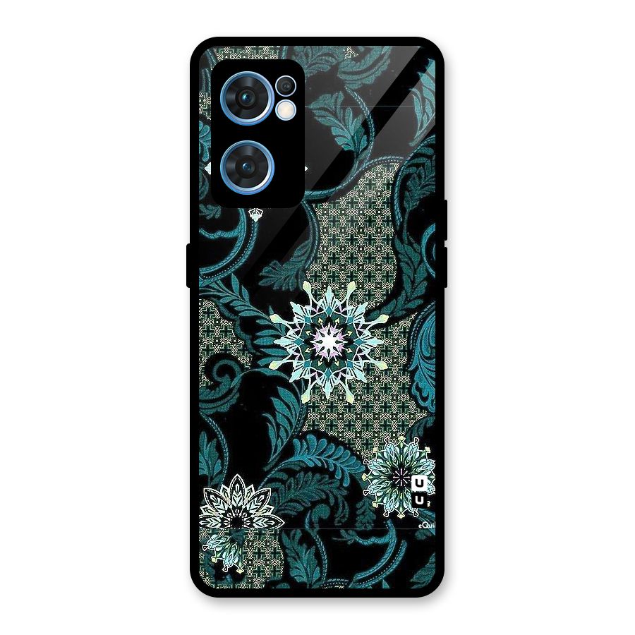 Bottle Green Floral Glass Back Case for Oppo Reno7 5G