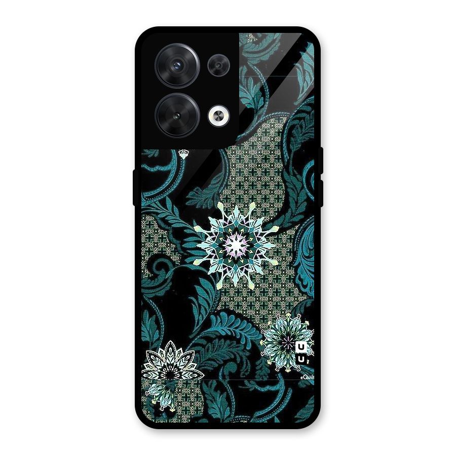 Bottle Green Floral Glass Back Case for Oppo Reno8 5G