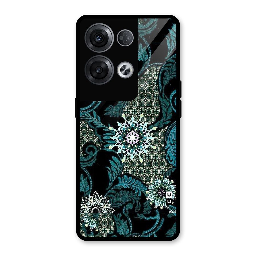Bottle Green Floral Glass Back Case for Oppo Reno8 Pro 5G