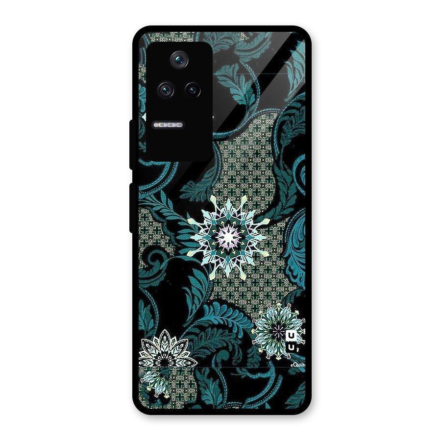 Bottle Green Floral Glass Back Case for Poco F4 5G