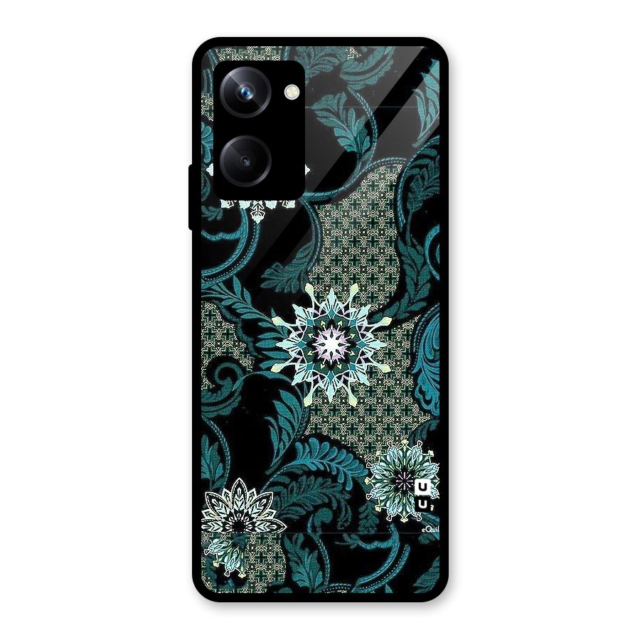 Bottle Green Floral Glass Back Case for Realme 10 Pro