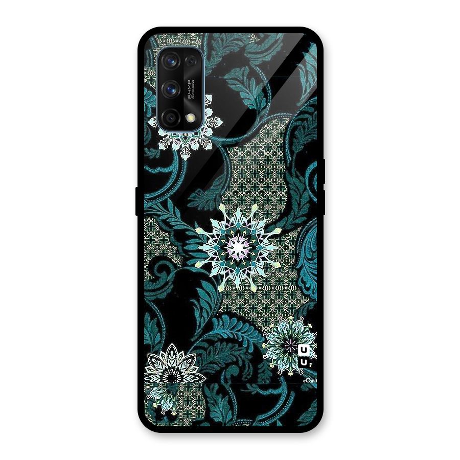 Bottle Green Floral Glass Back Case for Realme 7 Pro