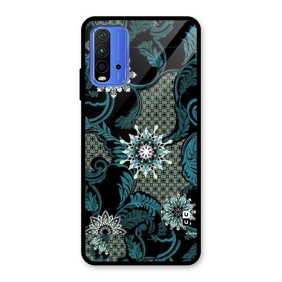 Bottle Green Floral Glass Back Case for Redmi 9 Power