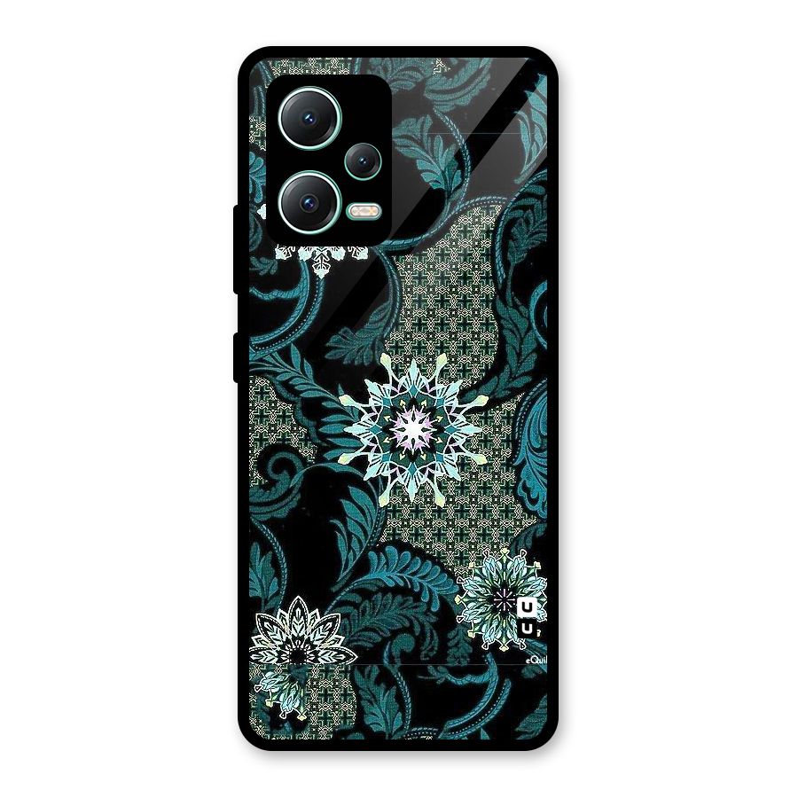 Bottle Green Floral Glass Back Case for Redmi Note 12 5G