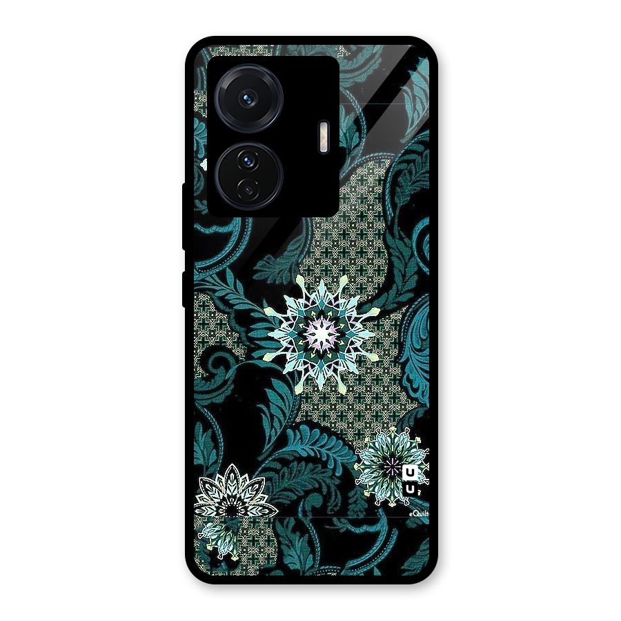 Bottle Green Floral Glass Back Case for Vivo T1 Pro