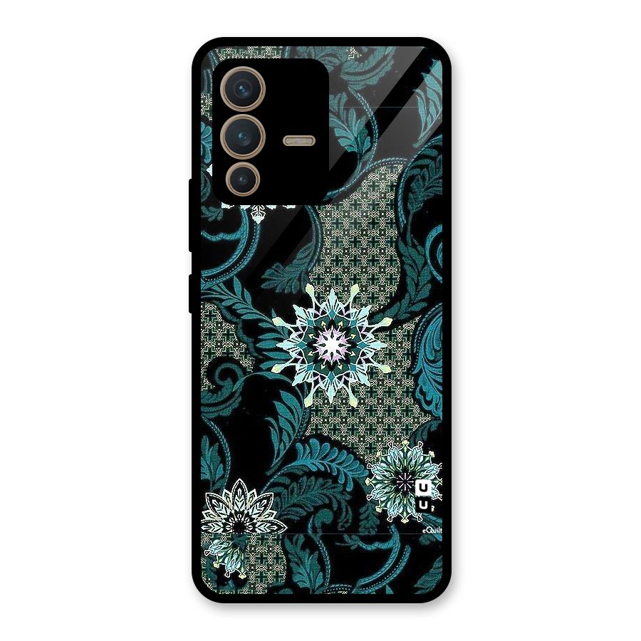 Bottle Green Floral Glass Back Case for Vivo V23 5G