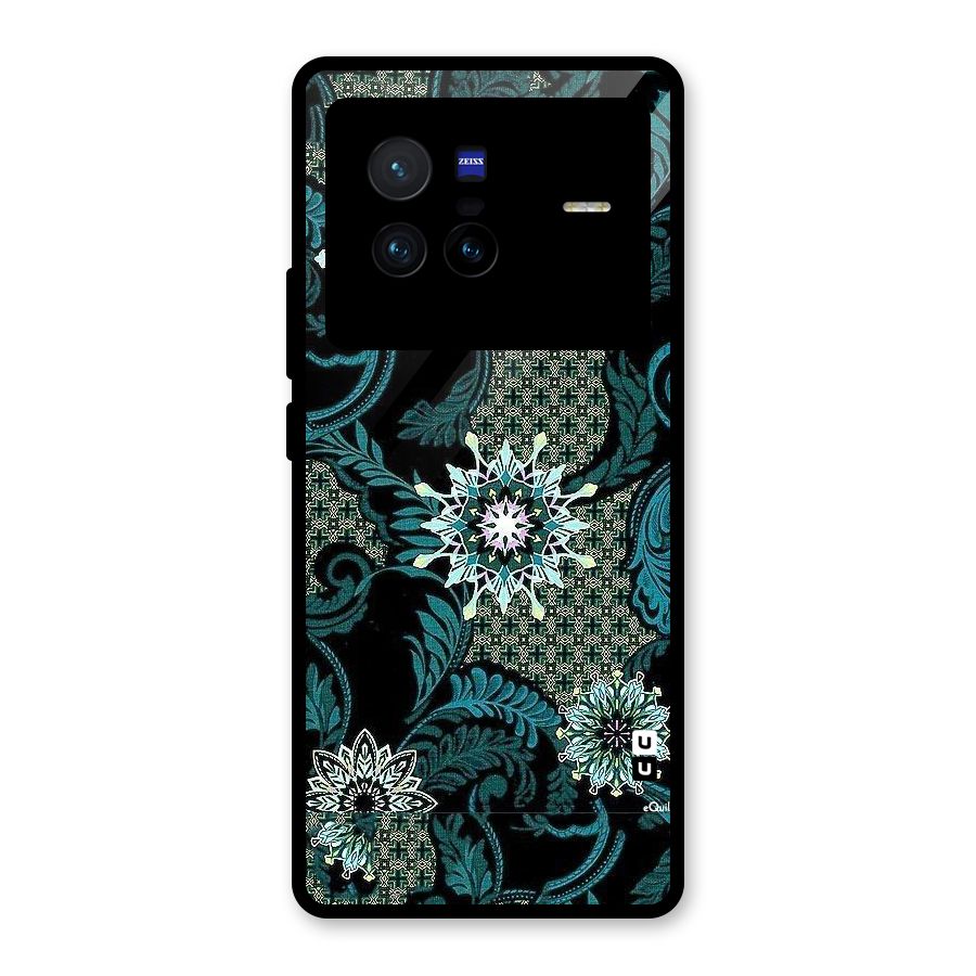 Bottle Green Floral Glass Back Case for Vivo X80