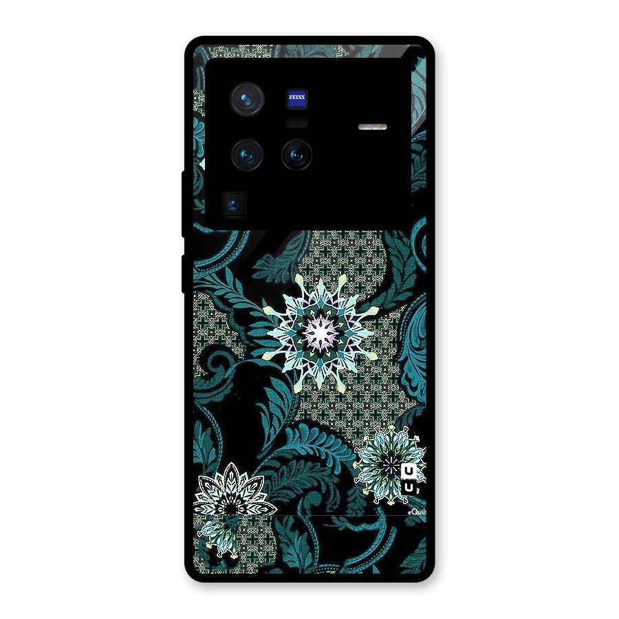 Bottle Green Floral Glass Back Case for Vivo X80 Pro