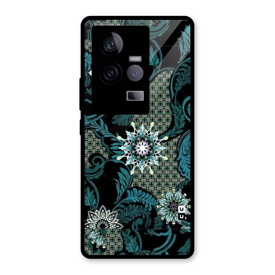 Bottle Green Floral Glass Back Case for Vivo iQOO 11 5G