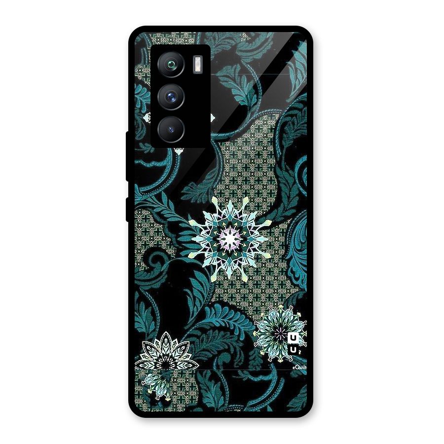 Bottle Green Floral Glass Back Case for Vivo iQOO 9 SE