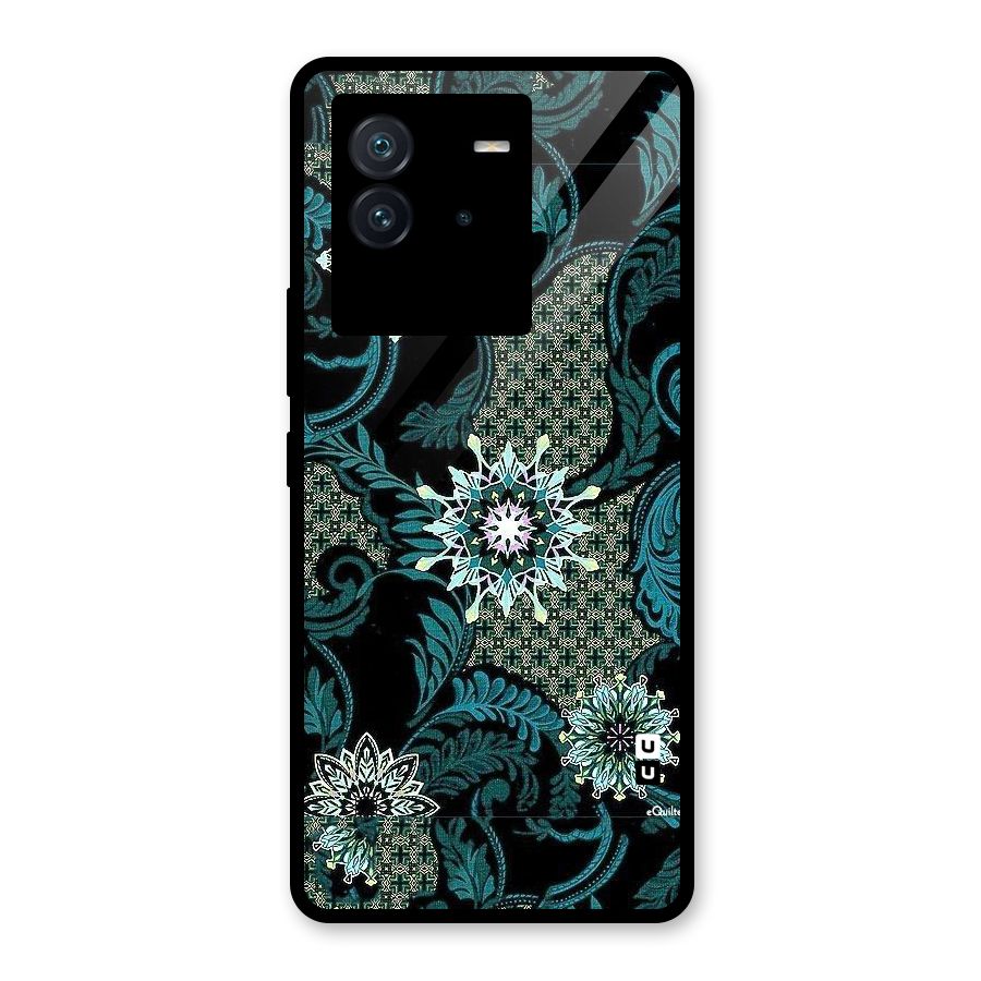 Bottle Green Floral Glass Back Case for Vivo iQOO Neo 6 5G