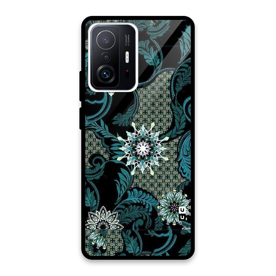 Bottle Green Floral Glass Back Case for Xiaomi 11T Pro