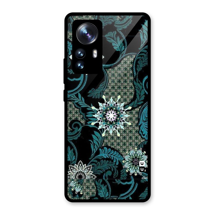 Bottle Green Floral Glass Back Case for Xiaomi 12 Pro