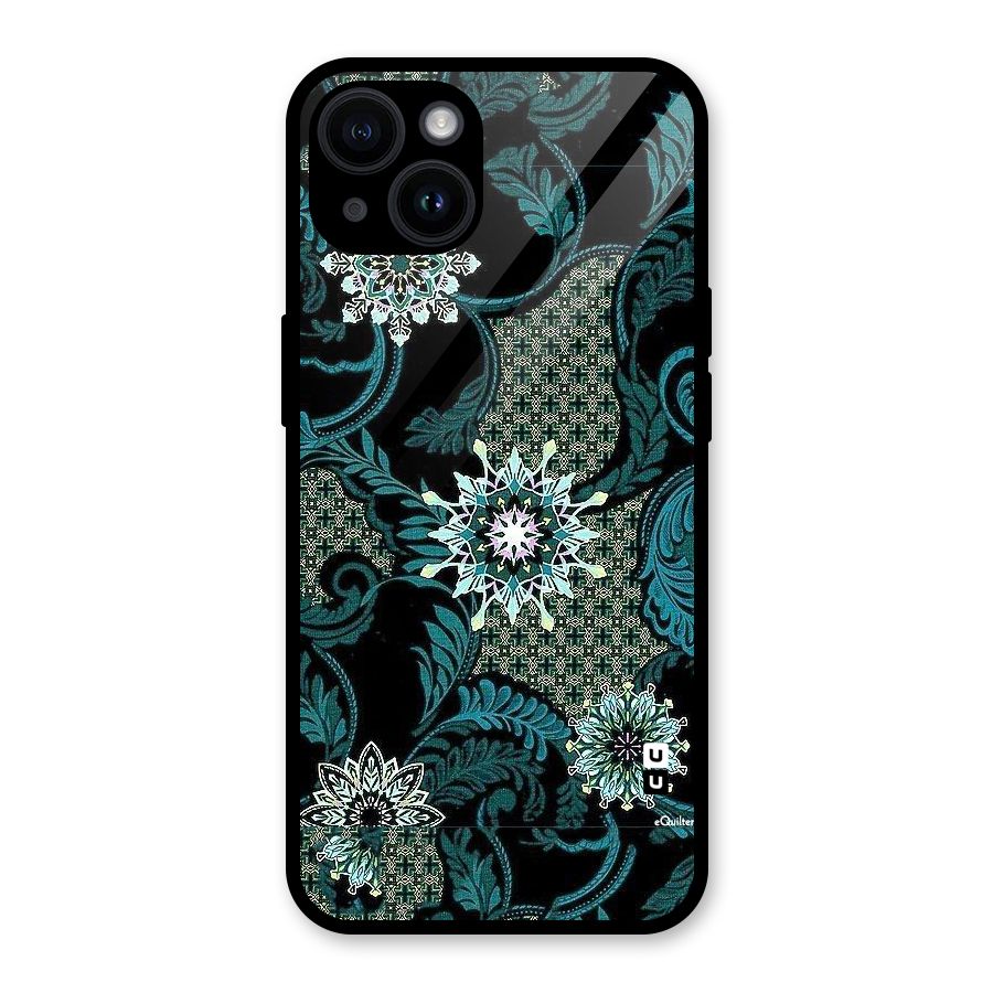 Bottle Green Floral Glass Back Case for iPhone 14