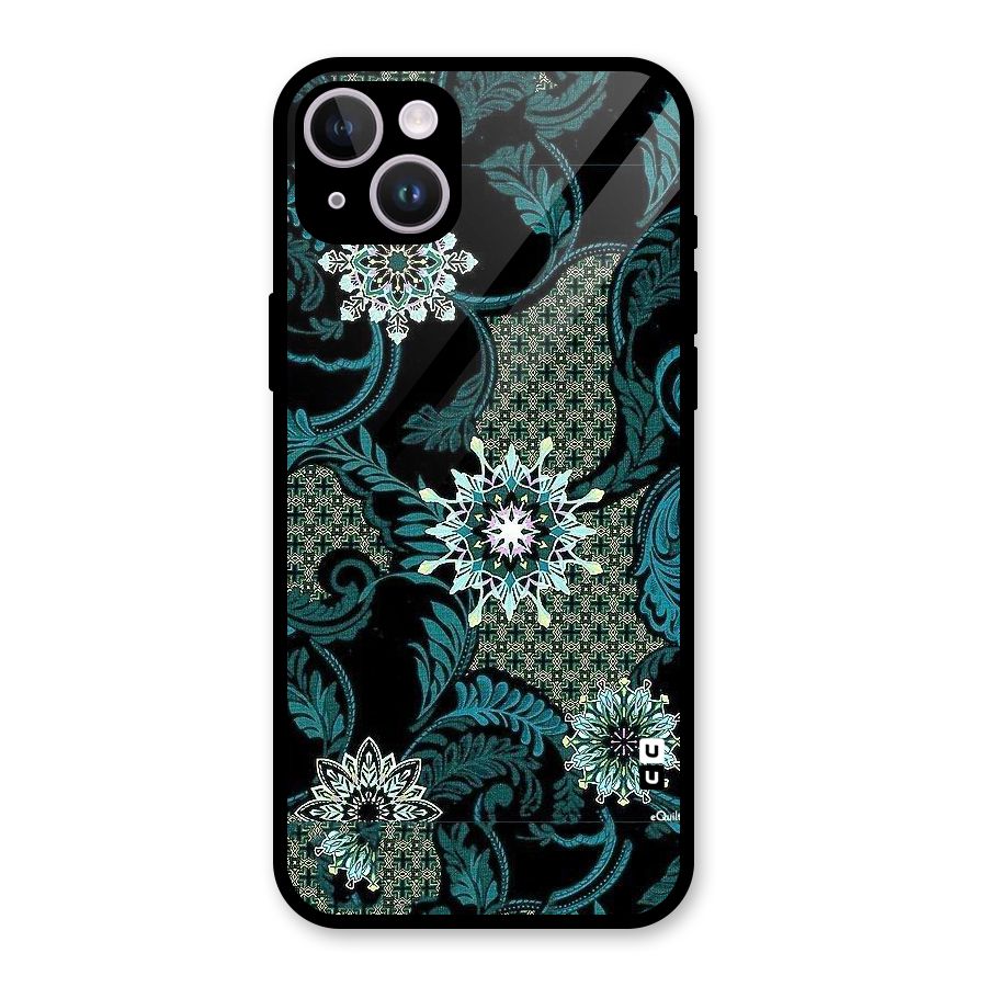 Bottle Green Floral Glass Back Case for iPhone 14 Plus
