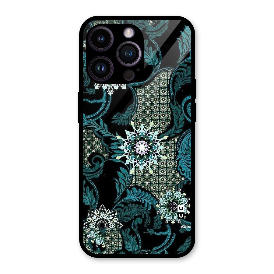 Bottle Green Floral Glass Back Case for iPhone 14 Pro Max