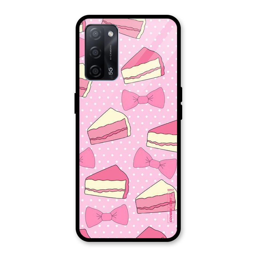 Bow Cake Glass Back Case for Oppo A53s 5G
