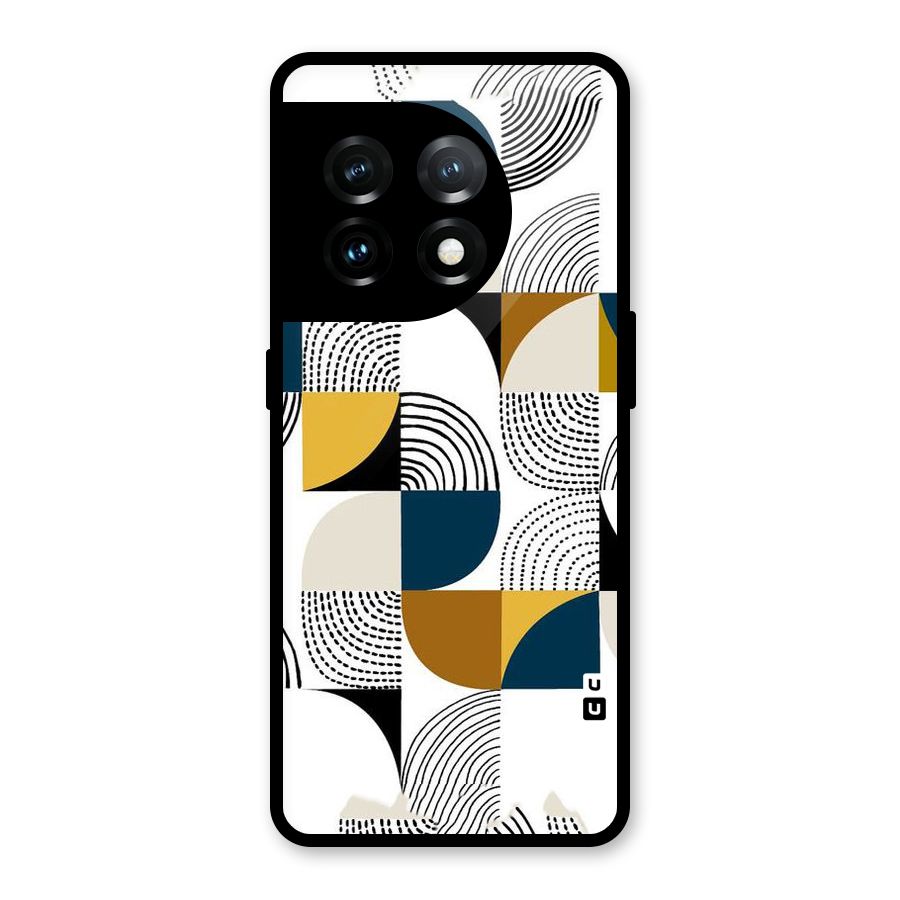 Boxes Pattern Glass Back Case for OnePlus 11