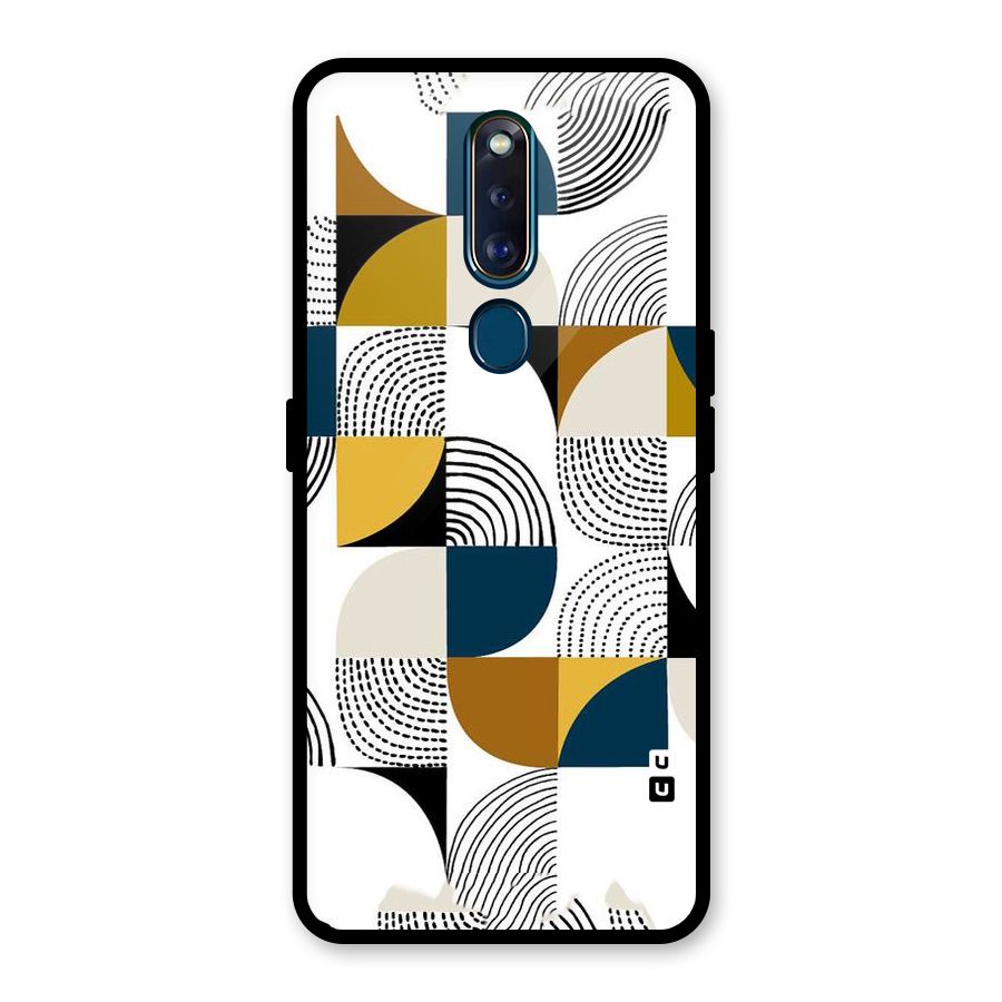 Boxes Pattern Glass Back Case for Oppo F11 Pro