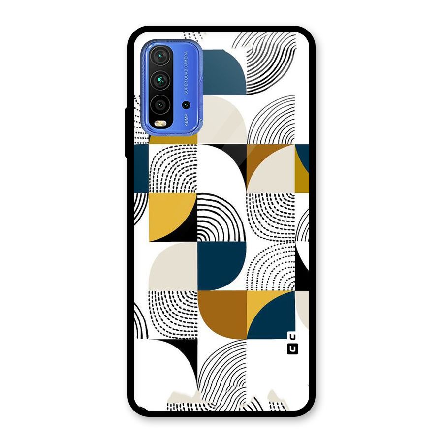 Boxes Pattern Glass Back Case for Redmi 9 Power