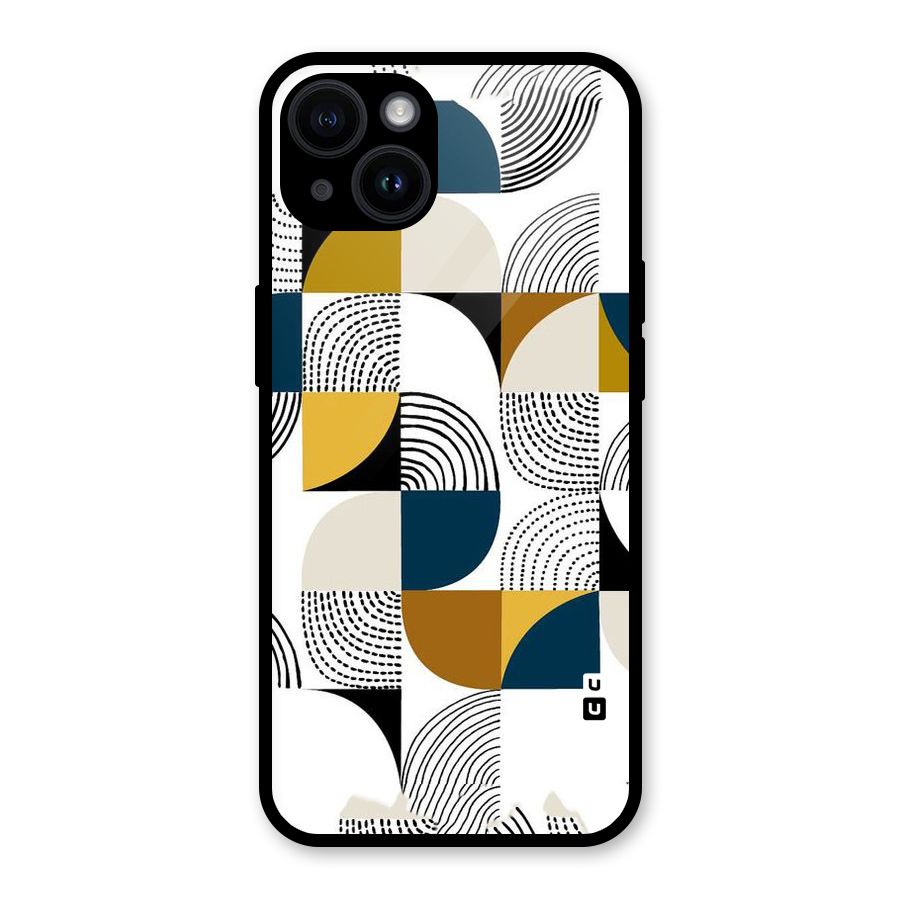 Boxes Pattern Glass Back Case for iPhone 14