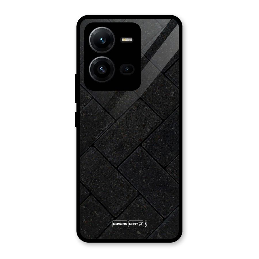 Bricks Pattern Glass Back Case for Vivo V25