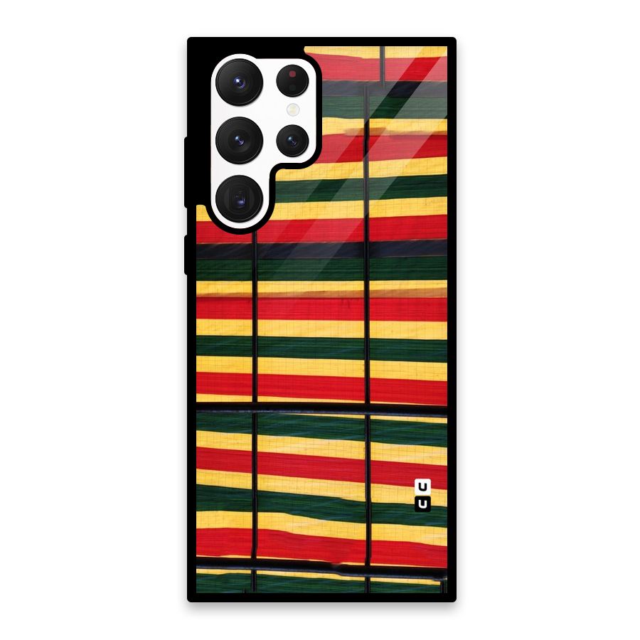 Bright Colors Lines Glass Back Case for Galaxy S22 Ultra 5G