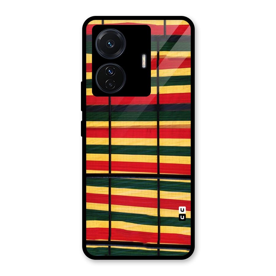 Bright Colors Lines Glass Back Case for Vivo T1 Pro