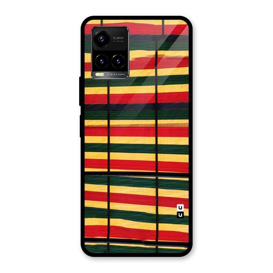 Bright Colors Lines Glass Back Case for Vivo Y21A