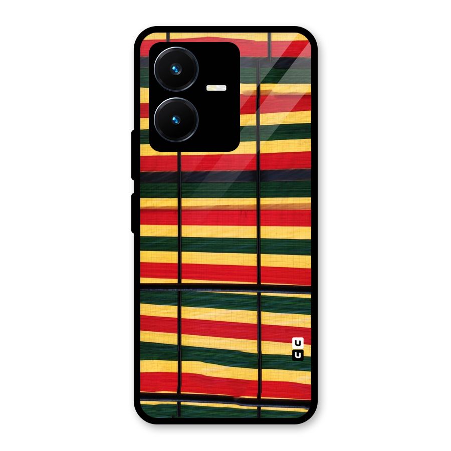 Bright Colors Lines Glass Back Case for Vivo Y22
