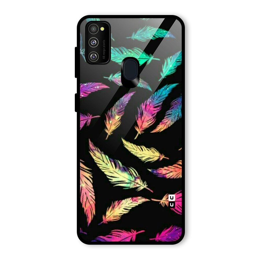 Bright Feathers Glass Back Case for Galaxy M30s