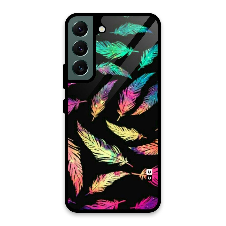 Bright Feathers Glass Back Case for Galaxy S22 5G