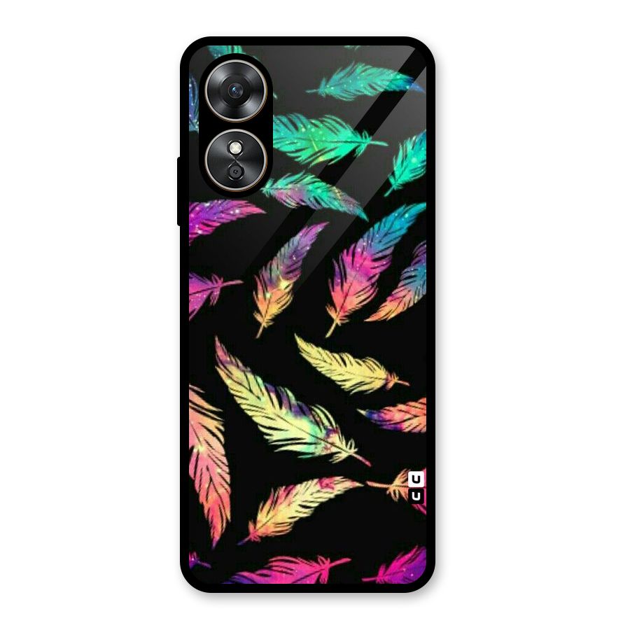 Bright Feathers Glass Back Case for Oppo A17