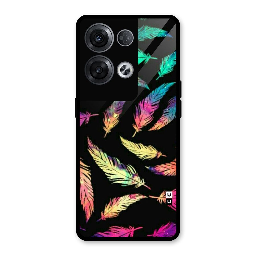 Bright Feathers Glass Back Case for Oppo Reno8 Pro 5G