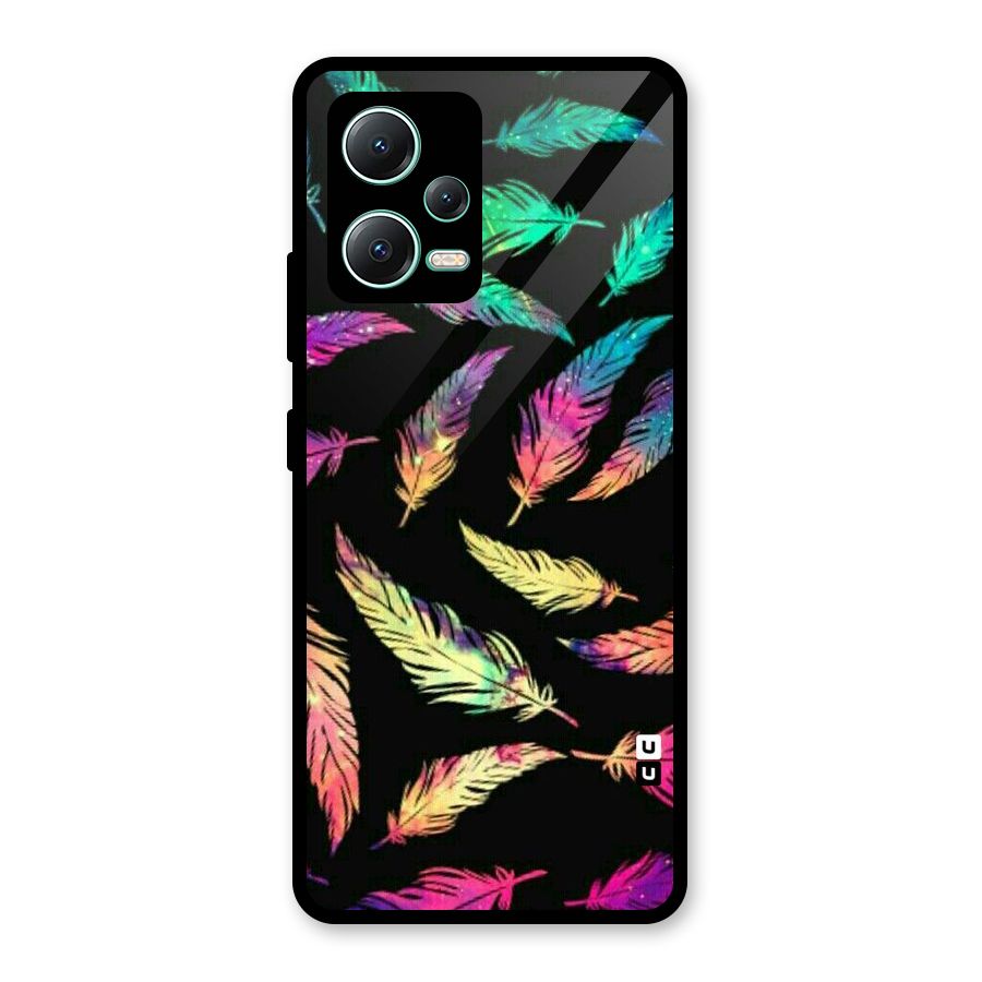 Bright Feathers Glass Back Case for Redmi Note 12 5G