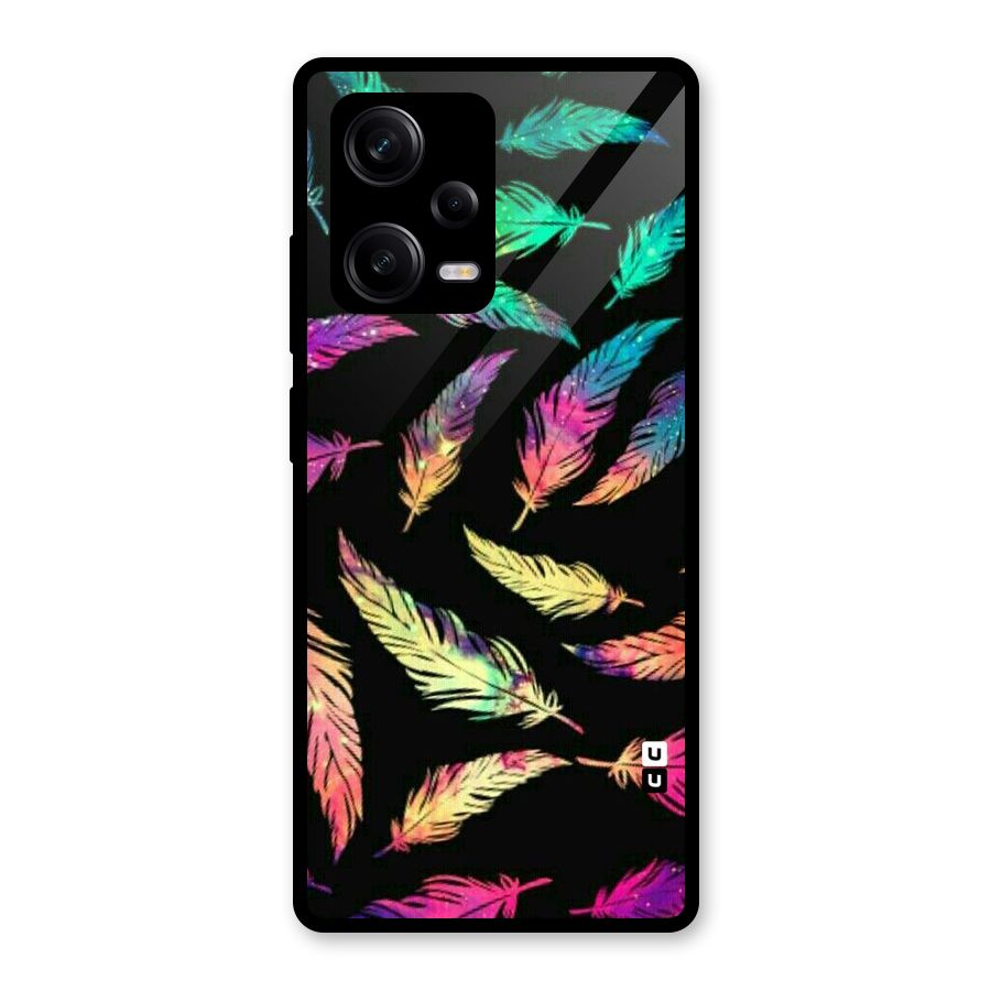 Bright Feathers Glass Back Case for Redmi Note 12 Pro