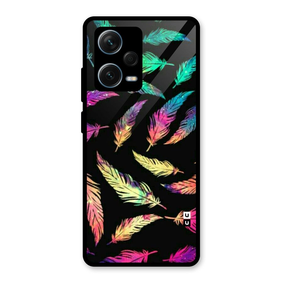 Bright Feathers Glass Back Case for Redmi Note 12 Pro Plus 5G
