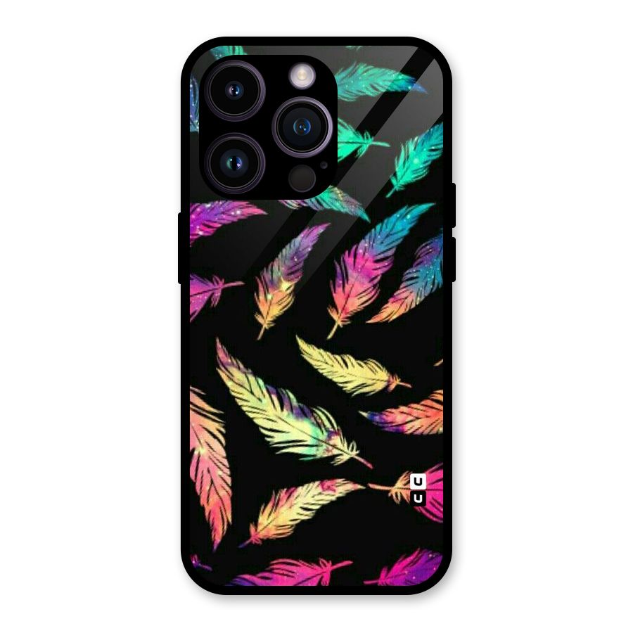 Bright Feathers Glass Back Case for iPhone 14 Pro